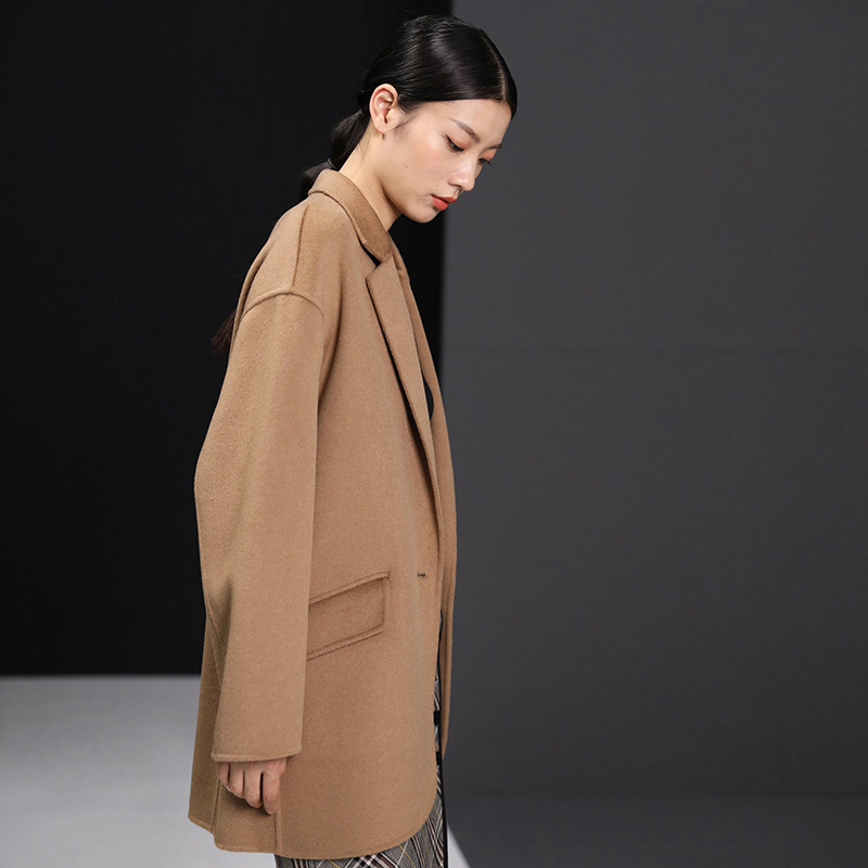 Van Donnie 30% Mountain cashmere coat woman handmade double face wool suit short fur coat 2021 new