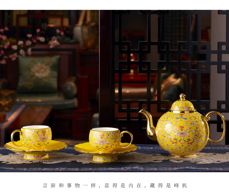 The new court porcelain Mr Yongfeng source porcelain porcelain 2/4 head tea coffee cups and saucers colored enamel cup coffee cup