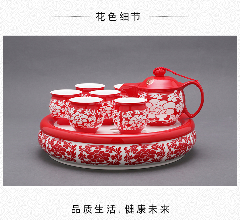 The porcelain yongfeng source every glaze of carve patterns or designs on woodwork cup teapot tea tray was pu 'er tea set of a complete set of ceramic tea cups