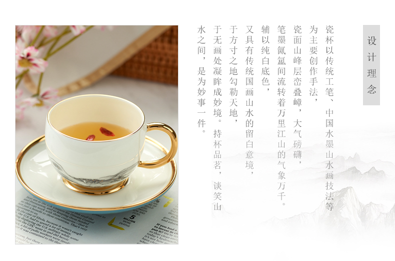 The porcelain yongfeng source Mr Li jiangshan 2 head coffee cups and saucers ceramic cups dish of gifts