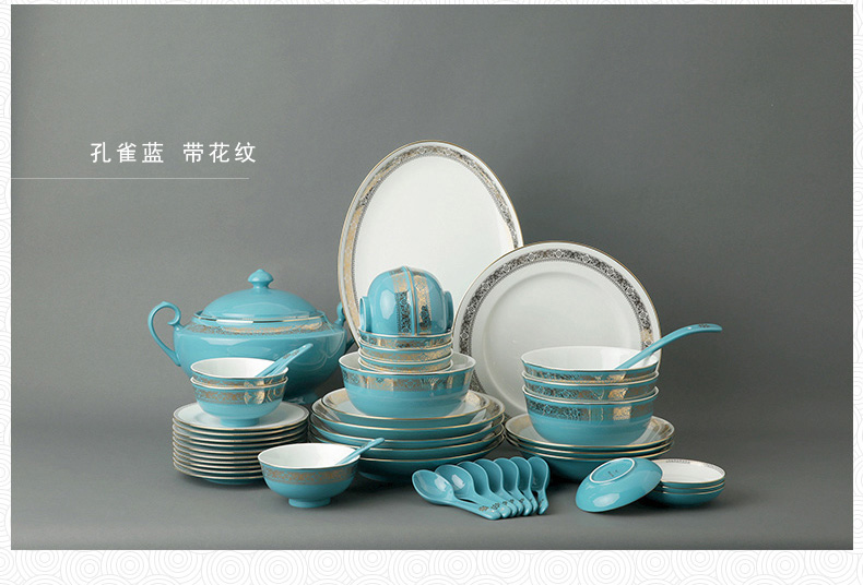 The porcelain yongfeng source of blue 29 first 50 ceramic tableware bowls plates of a complete set of spoon head suit 8 people set meal
