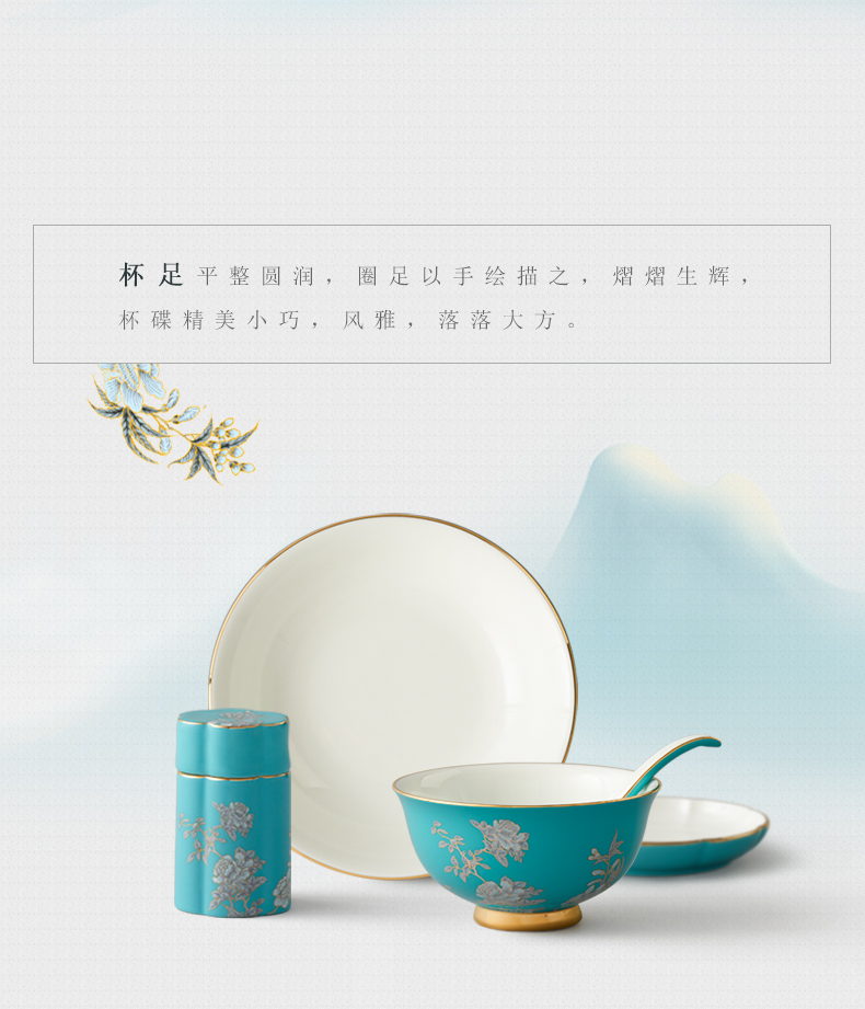 The porcelain Mrs Yongfeng source porcelain ink painting peony 51 head in ceramic tableware suit dish spoon, chopsticks dishes combination