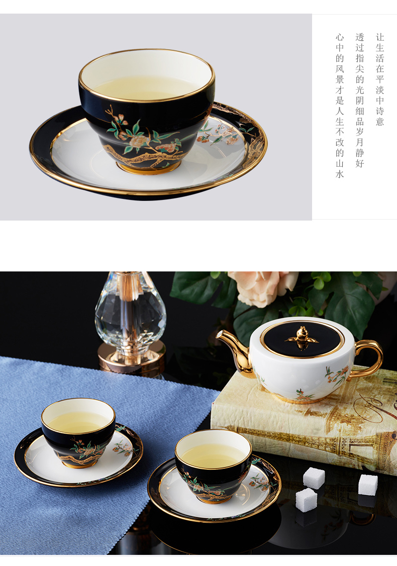 The porcelain Mrs Yongfeng source porcelain pomegranate home 6 head ceramic cups suit Chinese pot of tea