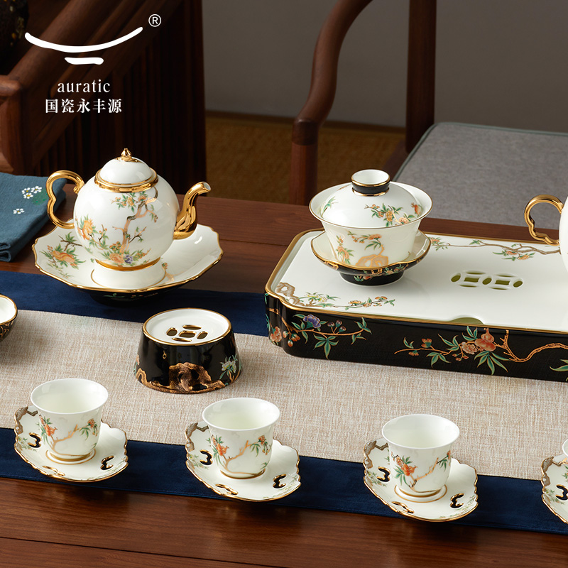 Mrs Porcelain Porcelain countries yongfeng source pomegranate home 3 head tureen ceramic kung fu tea set cover cup tureen tea cups