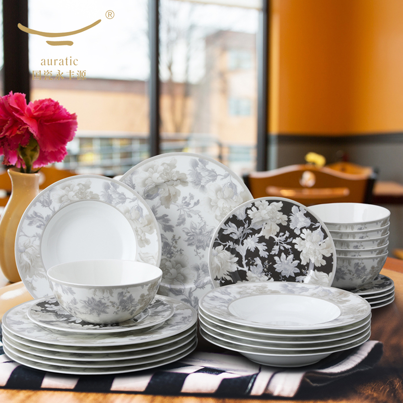 The porcelain yongfeng source romantic wonderful 24 head cutlery set 6 doses home dishes high - grade ceramic dishes