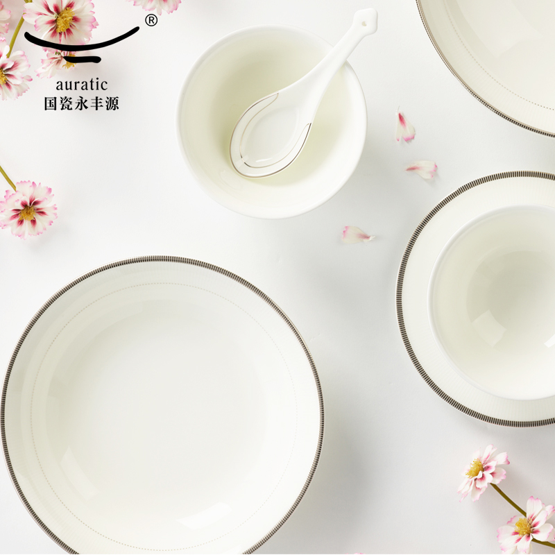 The porcelain yongfeng source platinum life dishes suit household utensils dishes chopsticks contracted ceramic bowl dish