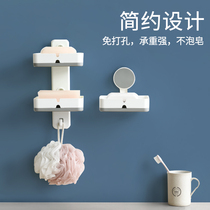 FaSoLa Suction Cup Wall-mounted Free Draining Soap Rack Toilet Student Dormitory Double Layer Without Stagnant Water Soap Box