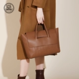 Кожаная вместительная и большая модная сумка, из натуральной кожи, премиум класс