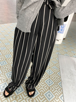 2022 Spring paragraph Thin High Waist Loose Stripes Straight Strips With Pituality Casual Pants Tug Pants Womens Clothing