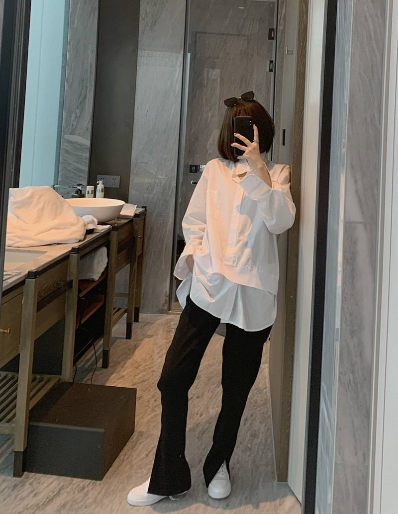 2020 Autumn wear supermodel legs big long leg suit material slim casual mop pants split high waist trousers