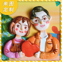 Stone plastic clay custom picture frame painting doll three-dimensional birthday teachers day parent-child couple girlfriend family portrait gift