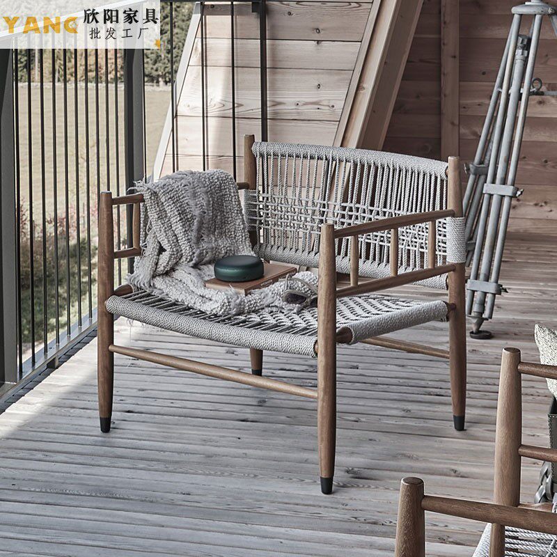 户外沙发别墅露台北欧实木防水防晒防腐木民宿酒店花园庭院沙发椅