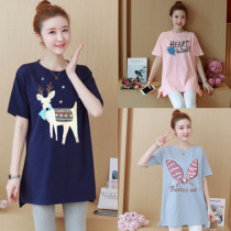 Pregnant womens coat womens 2021 new summer loose pregnant womens clothes wear cotton short sleeve T-shirt summer maternity