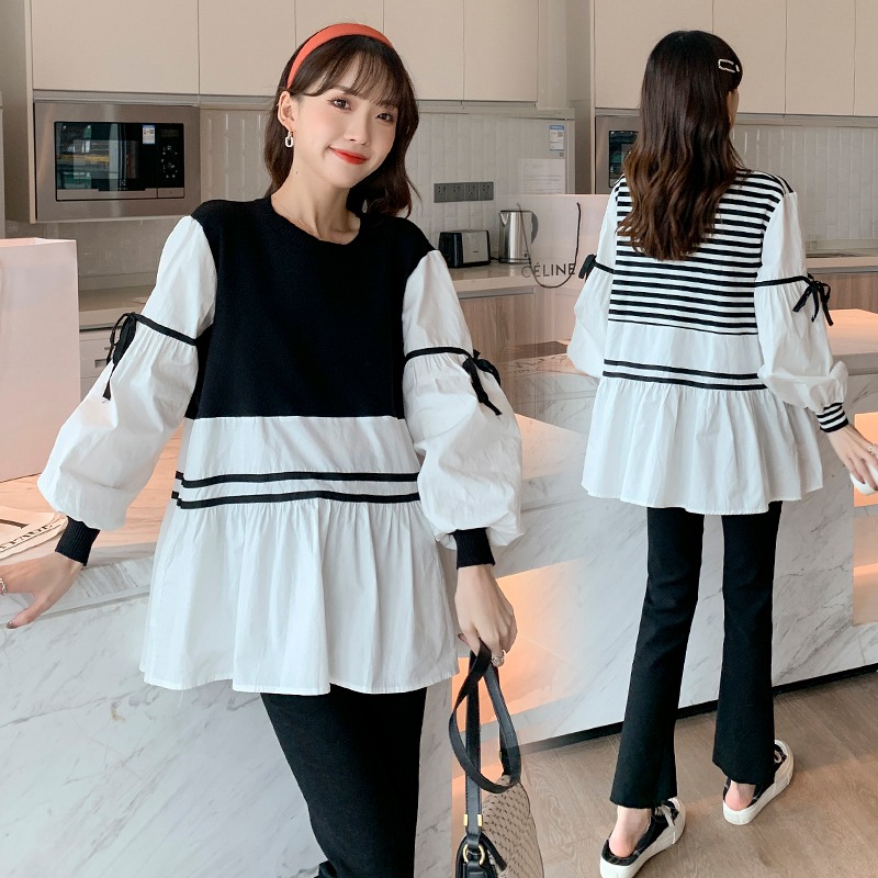 Maternity wear spring top fashion 2022 new net red western style loose mid-length version two-piece dress trendy