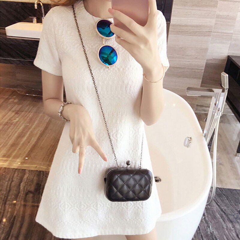 Korean women's small fresh A-line skirt 2021 new summer small simple straight tube thin temperament dress