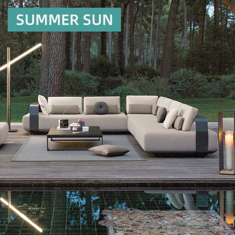 Outdoor Courtyard Terrace Aluminum Alloy Outdoor Leisure Sofa Composition Villa garden Yangguang Room furniture waterproof sunscreen-Taobao