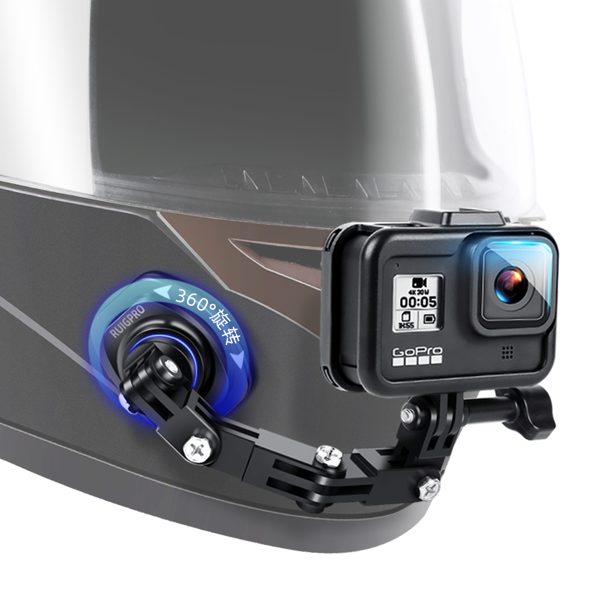 JUNESTAR applies to the GoPro hero9 alloy safety helmet base fixed to shoot the combined metal bracket