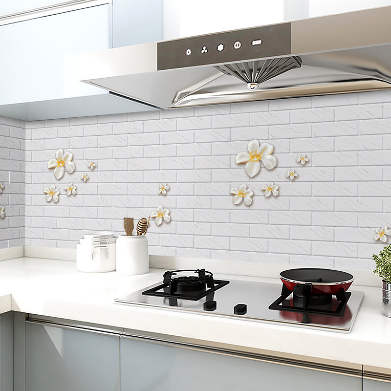 Kitchen anti-oil stickers waterproof and resistant to high temperature resistant wall stickers hearth with wall paper self-adhesive wall Scrub Stickler
