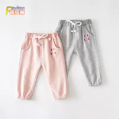 Girls baby early autumn casual pants spring and autumn 0 1 1-2 years old half baby sports trousers loose pants foreign pie