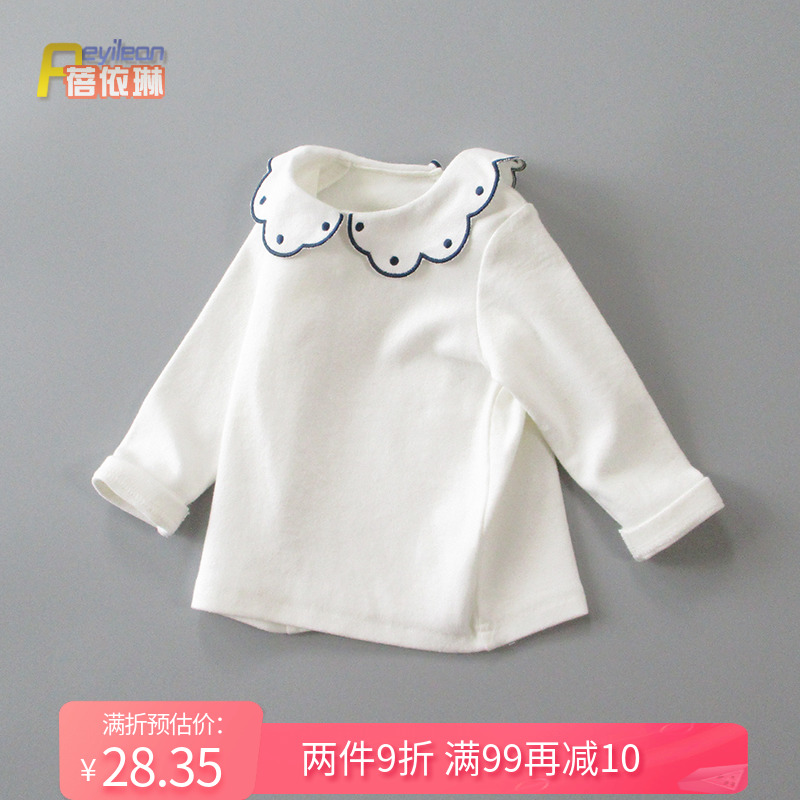 Girls baby dress spring and autumn baby white petal doll chief sleeve T - shirt Princess 1 - 3 years old