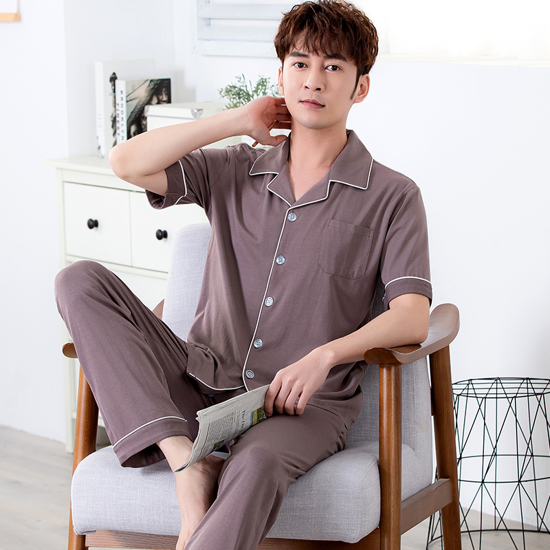 Quần áo ngủ Mens Summer Mordale ngắn tay Homewear Slim kích thước lớn Loose Suit mới.