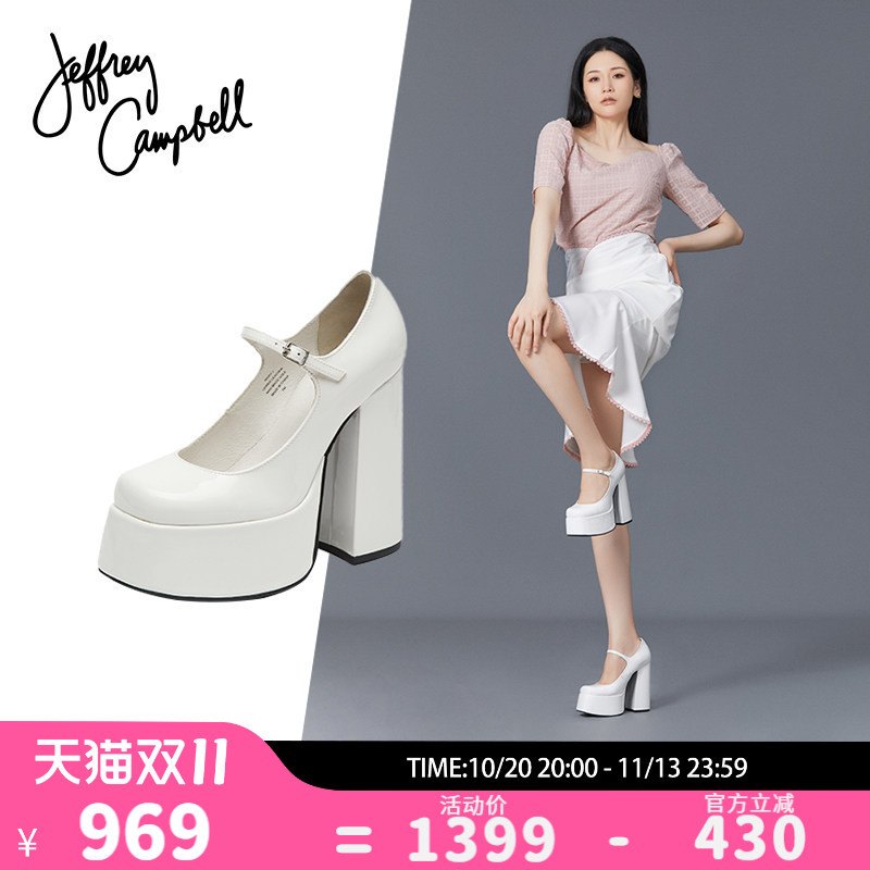 American Jeffrey Campbell White Ultra-High-Heeled Platform Buckle Chunky Heel Mary Jane Women's Shoes New Style American Jeffrey Campbell White Ultra-High-Heeled Platform Buckle Chunky Heel Mary Jane Women's Shoes New Style