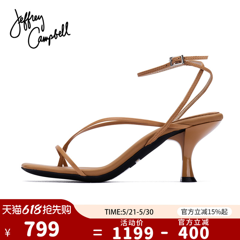 American Jeffrey Campbell Simple Nude Thong Strap Buckle High-Heeled Sandals Women's Shoes Summer New