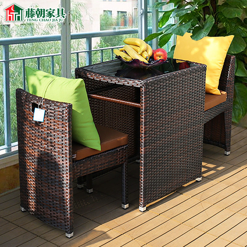 Rattan chair Three sets of balcony table and chairs Indoor living-room Bedroom Garden Brief leisure open air Taverine with combined table and chairs
