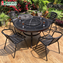 Outdoor barbecue table and chair courtyard home barbecue iron outdoor dining table cast aluminum outdoor garden villa leisure table and chair