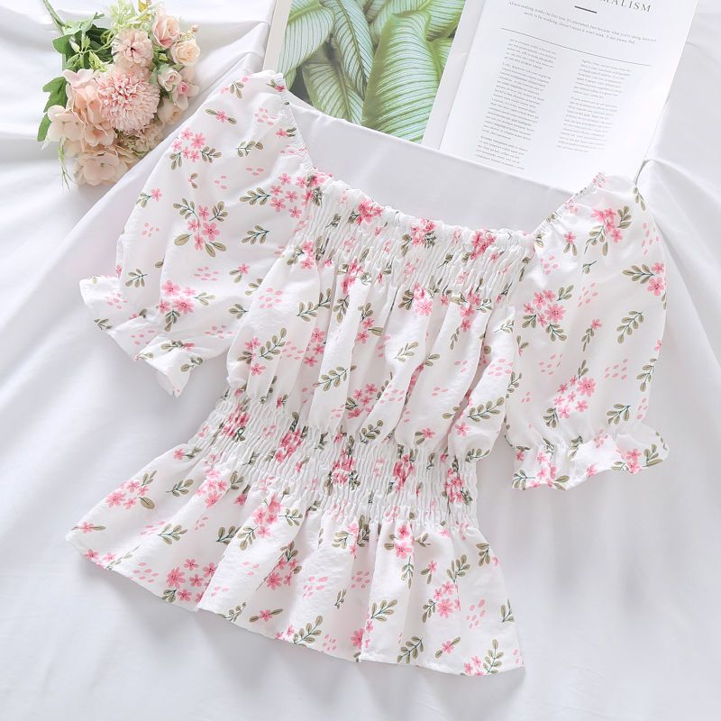 Fresh Floral Shirt for Women, 2026 Summer New Style, Slim Fit, Sweet and Stylish, Ruffled Edge, Slimming Top, Trendy Fresh Floral Shirt for Women, 2026 Summer New Style, Slim Fit, Sweet and Stylish, Ruffled Edge, Slimming Top, Trendy