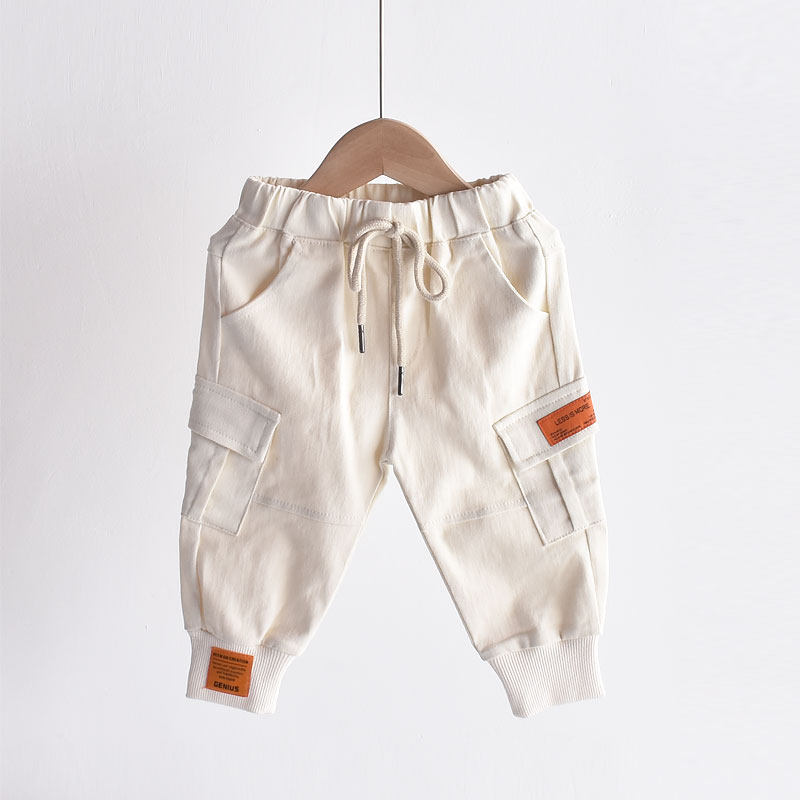 Soft cotton fabric Boys casual overalls pants 2022 spring and autumn new children's baby spring Korean pants