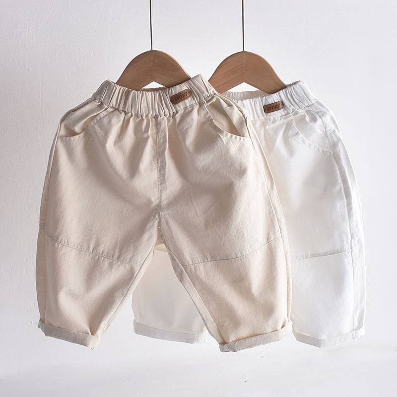 Soft thin eight - minded pants for boys dress for summer 2022 children white baby pants
