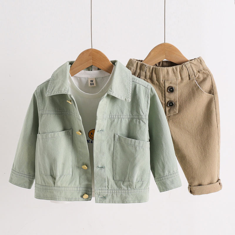 Tooling style children's jacket boys 2022 autumn denim jacket baby children's top Korean version of the new style