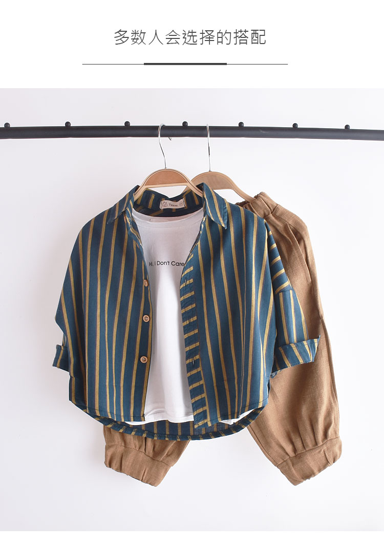 Áo sơ mi nam trẻ em nam xuân hè mới bé nam áo cotton dài tay 2019 áo sọc mỏng - Áo sơ mi áo sơ mi cho bé trai 8 tuổi