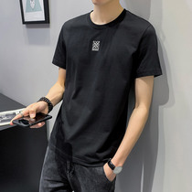 21 summer new short sleeve mens T-shirt cotton round neck trend slim body clothes half sleeve shirt base shirt Mens