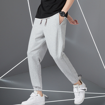Guan pants mens sports long pants youth basketball pants spring and autumn trend Joker slim slim pants gray tie pants