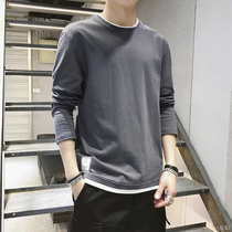 2021 spring summer mens long sleeve T-shirt mens round neck leisure Joker base shirt mens cotton comfortable slim body shirt men