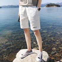 Shorts Mens 2021 Summer Thin White Cotton Mens Beach Pants Wear Loose Sports Leisure Five-point Pants Tide