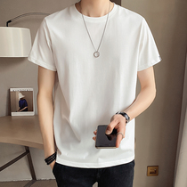 Summer White simple short sleeve T-shirt men Korean version of slim youth cotton half sleeve T-shirt mens base shirt