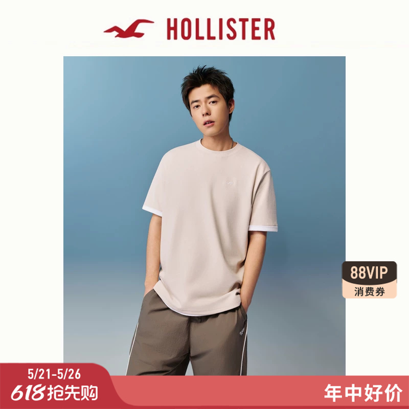 [Cool Feeling] Hollister Little Seagull Pattern Basic Short-Sleeve T-Shirt 26 Summer Men's Wear 324-6306