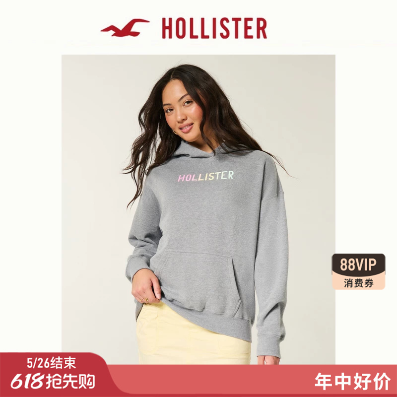 Hollister American Fleece Classic Logo Pullover Hooded Sweatshirt 26 Spring and Summer Women's Clothing 352-6131