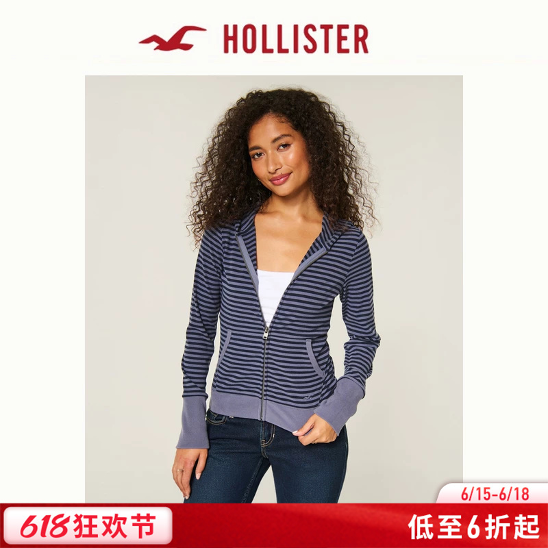 Hollister Small Seagull Pattern American-Style Hooded Sports Sweatshirt Jacket 26 Autumn New Women's Clothing 339-1295