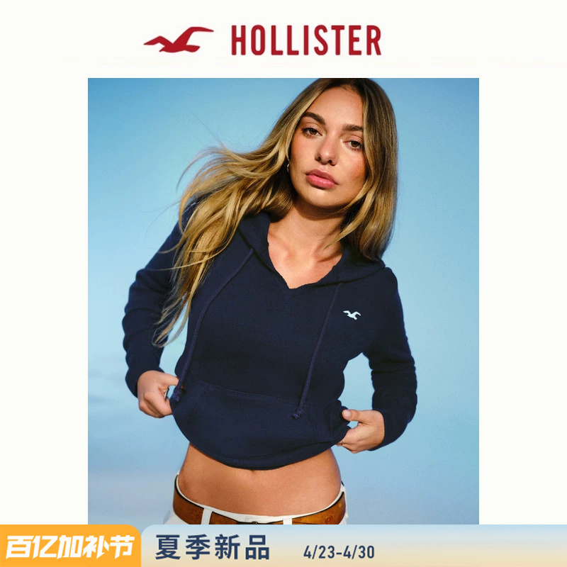 Hollister Small Seagull Pattern American Fleece Hooded Sweatshirt 26 Spring and Summer Women's Clothing 352-6183