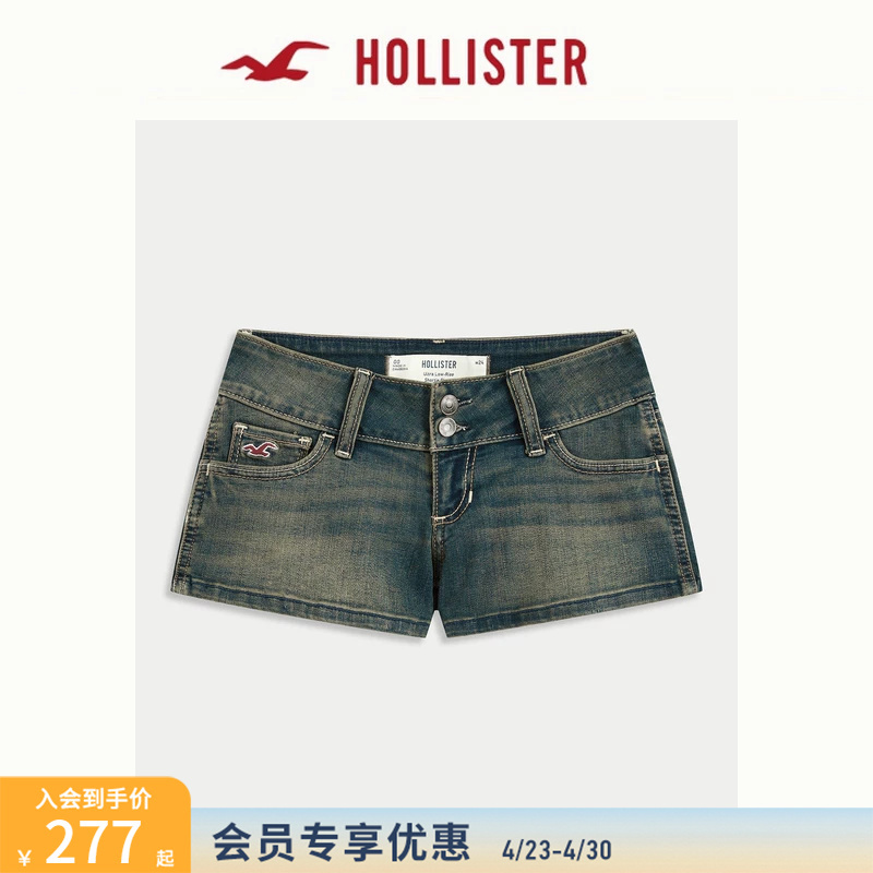 Hollister Small Seagull Pattern Retro Washed Low-Waist Denim Shorts 26 Spring Women's Clothing 349-6420