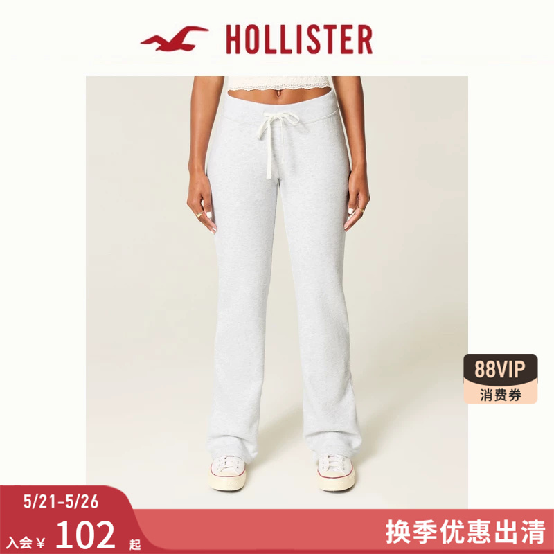 Hollister American Style 25 Autumn and Winter Y2K Fleece Flared Sports Sweatpants Women's Clothing 347-5136
