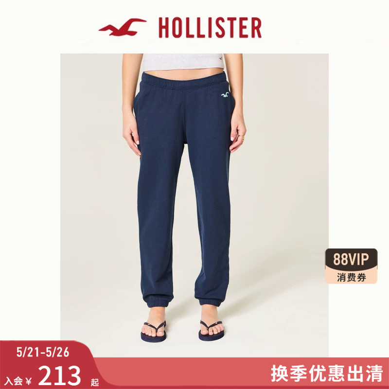 Hollister Small Seagull Pattern American-Style Fleece Jogger Sweatpants 26 Spring/Summer Women's Clothing 347-6143