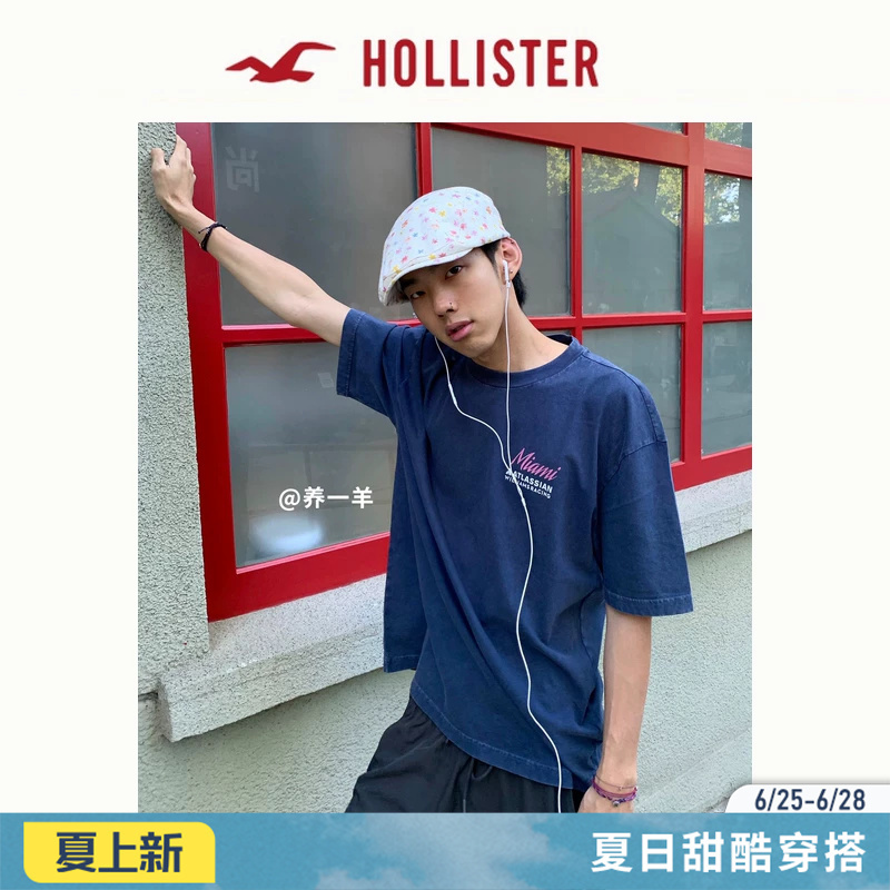 Hollister Retro Pure Cotton Williams Racing Couple Short-Sleeved T-Shirt 26 Summer Men's Clothing 323-6502