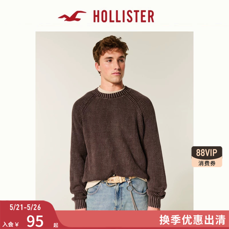 Hollister American Style 25 Autumn and Winter Retro Ribbed Long-Sleeved Knitwear Men's Clothing 320-5093