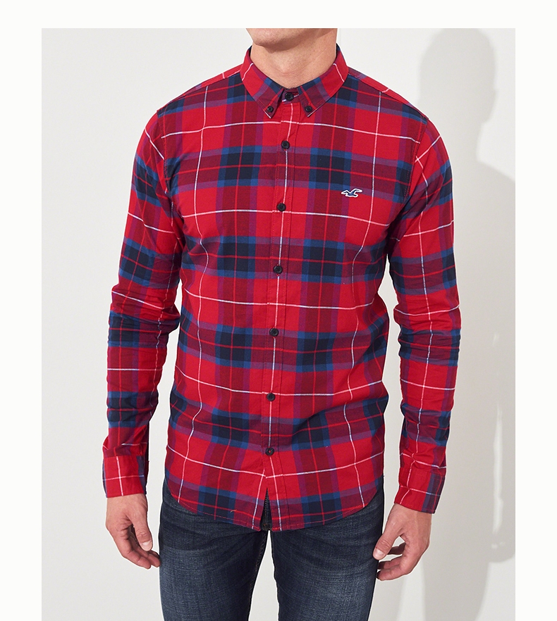 Hollister 2018 mùa thu mới áo sơ mi kẻ sọc poplin nam 223718-1 mẫu áo công sở đẹp