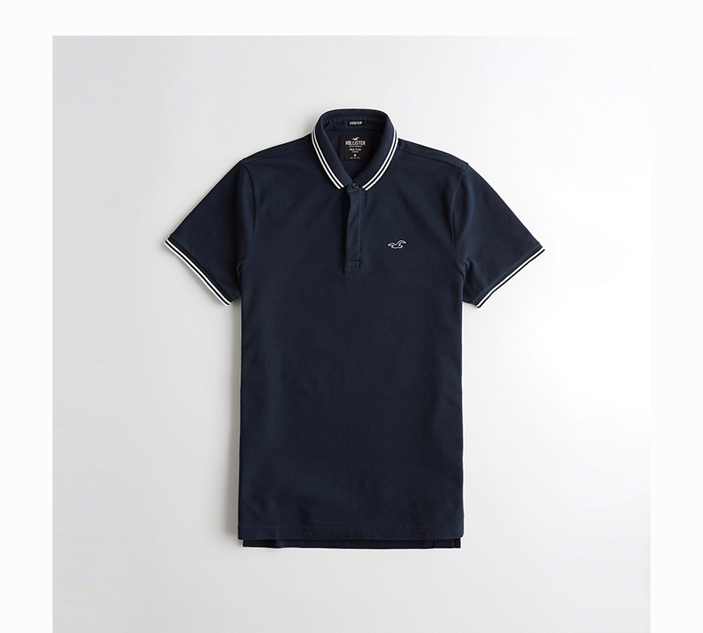 Hollister 2018 mùa thu mới co giãn cổ áo Áo thun nam 222986-1 áo có cổ